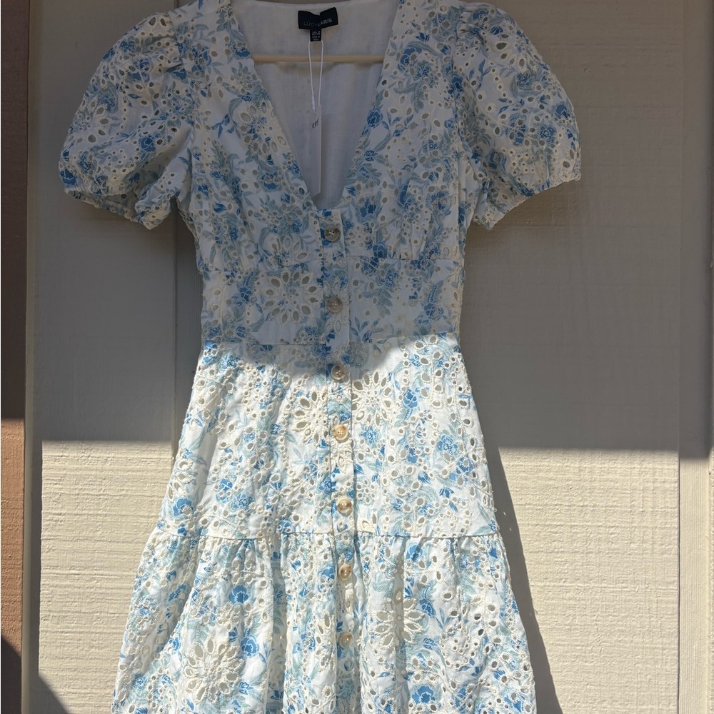 Lucy Paris Blue and White Pleated Sundress